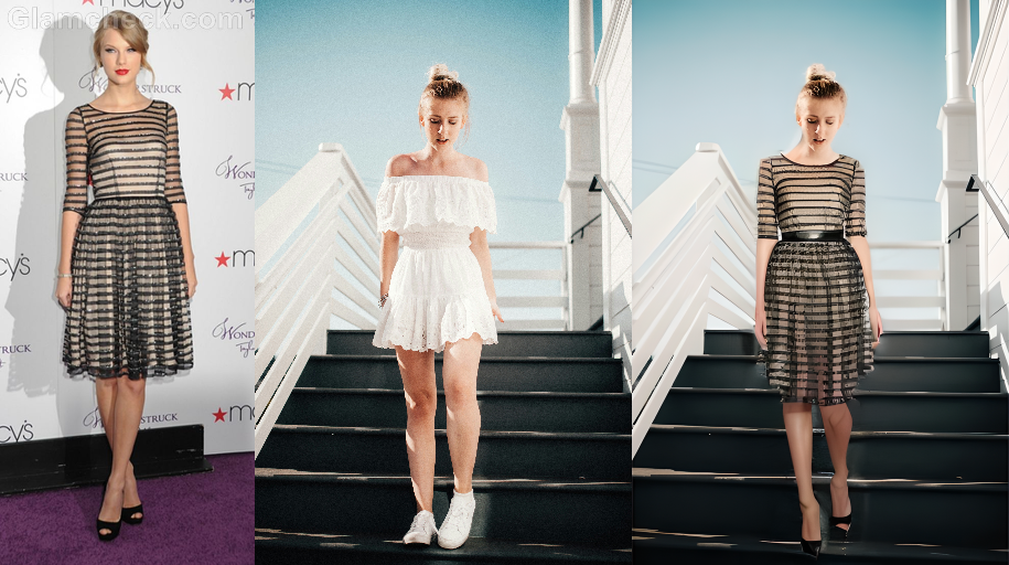 Virtual try-on result: striped dress