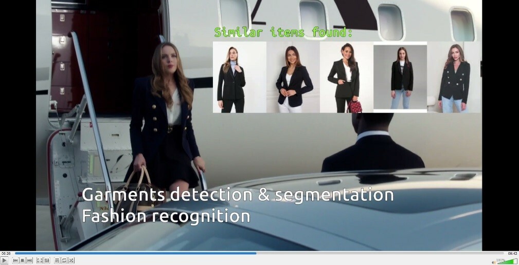 Similar garments found in a catalog based on clothing detected in a video